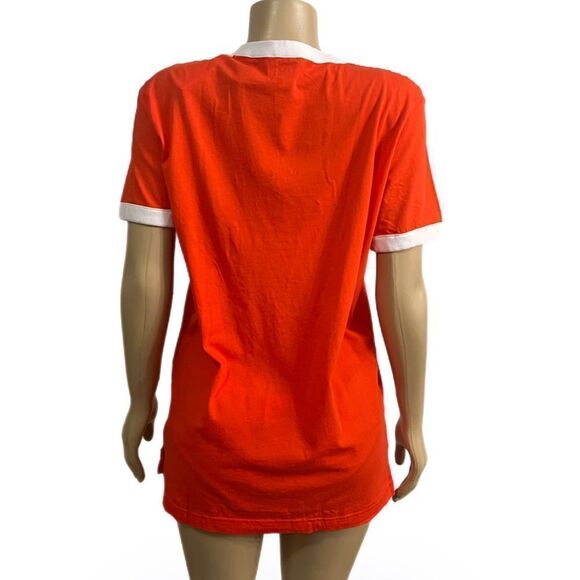 Victorias Secret Pink Campus Ringer Oversized Short Sleeve Logo Tee Shirt Tomato - Picture 9 of 9